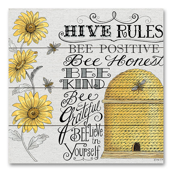 Deb Strain DS2048PAL - DS2048PAL - Hive Rules - 16x12 Hive Rules, Bees, Flowers, Whimsical, Motivational, Typography, Signs from Penny Lane