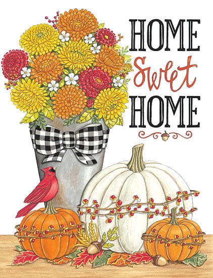 Deb Strain DS2070 - DS2070 - Home Sweet Home - 12x16 Home Sweet Home, Still Life, Pumpkins, Flowers, Fall, Autumn, Cardinal, Bouquet from Penny Lane