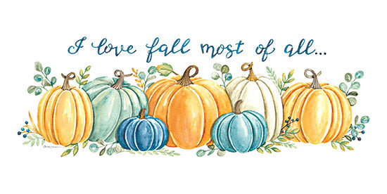 Deb Strain DS2080 - DS2080 - I Love Fall Most of All - 18x9 I Love Fall Most of All, Pumpkins, Still Life, Row of Pumpkins, Typography, Signs from Penny Lane