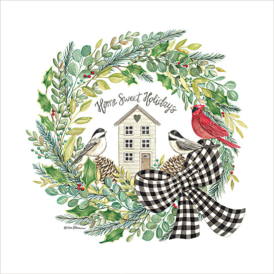 Deb Strain DS2097 - DS2097 - Home Sweet Holidays - 12x12 Christmas, Holidays, Nature, Birds, Wreath, Greenery, Cardinal, House, Typography, Signs, Textual Art, Pine Cones, Winter, Cottage/Country from Penny Lane