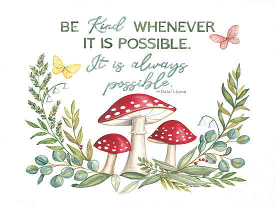 Deb Strain DS2186 - DS2186 - Always Possible Kindness - 16x12 Mushrooms, Nature, Greenery, Be Kind Whenever Possible, Dalai Llama, Quote, Typography, Signs, Textual Art, Butterflies, Spring from Penny Lane