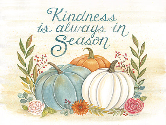 Deb Strain DS2188 - DS2188 - Kindness Pumpkins - 16x12 Inspirational, Fall, Kindness is Always in Season, Typography, Signs, Textual Art, Pumpkins, Flowers, Greenery, Still Life from Penny Lane