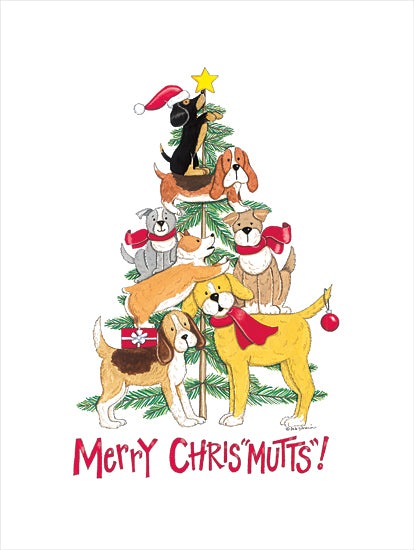 Deb Strain DS2221 - DS2221 - Merry Chris"mutts" - 12x16 Christmas, Christmas Tree, Dogs, Merry Christmas"!, Typography, Signs, Textual Art, Whimsical from Penny Lane