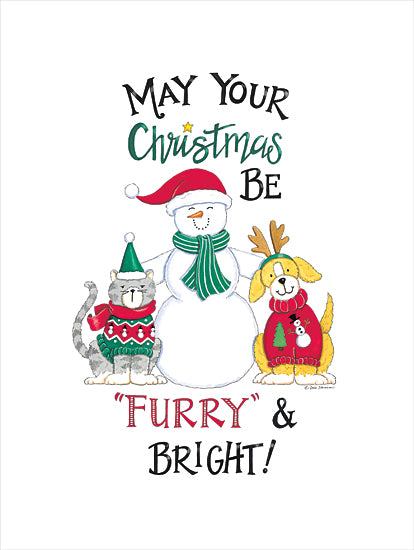 Deb Strain DS2222 - DS2222 - May Your Christmas be "Furry" & Bright - 12x16 Christmas, Snowman, Pets, May Your Christmas be Furry and Bright, Typography, Signs, Textual Art, Winter, Whimsical from Penny Lane
