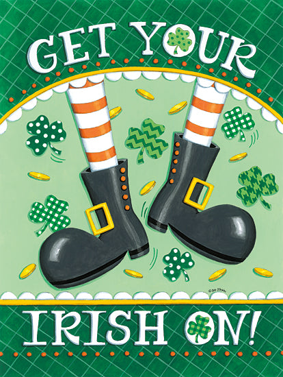 Deb Strain DS2223 - DS2223 - Get Your Irish On - 12x16 St. Patrick's Day, Get Your Irish On, Typography, Signs, Textual Art, Leprechaun Boots, Shamrocks, Gold Coins, Patterns from Penny Lane