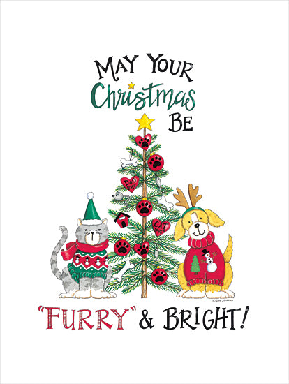 Deb Strain DS2236 - DS2236 - May Your Christmas be Furry & Bright Pets - 12x16 Christmas, Holidays, Christmas Tree, My Your Christmas be Furry & Bright, Typography, Signs, Textual Art, Pets, Cat, Dog, Pet Costumes, Winter, Whimsical from Penny Lane