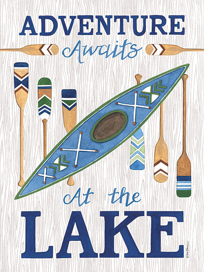 Deb Strain DS2237 - DS2237 - Adventures Awaits at the Lake - 12x16 Lake, Adventures Awaits at the Lake, Typography, Signs, Textual Art, Kayak, Oars, Boating, Summer from Penny Lane