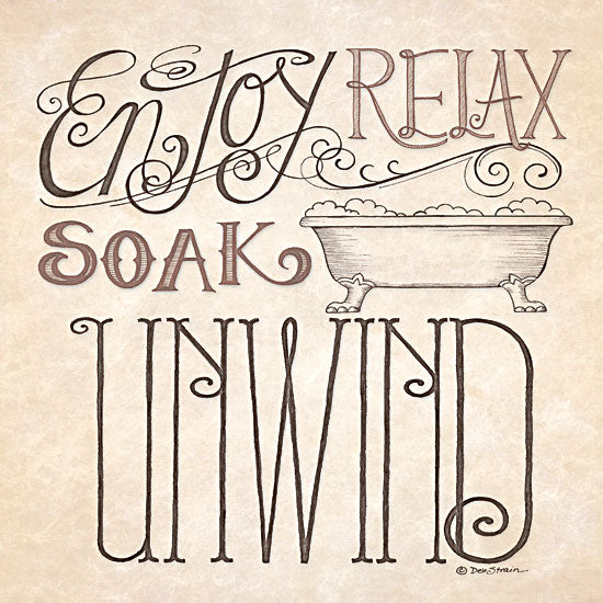 Deb Strain DS645 - Soak & Unwind - Relax, Bathtub, Typography from Penny Lane Publishing