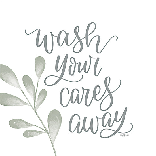 Imperfect Dust DUST1039 - DUST1039 - Wash Your Cares Away - 12x12 Bath, Bathroom, Wash Your Cares Away, Typography, Signs, Textual Art, Greenery from Penny Lane