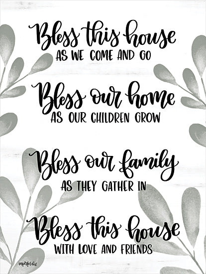 Imperfect Dust DUST1189 - DUST1189 - Bless this House    - 12x16 Inspirational, Bless This House as We Come and Go, Typography, Signs, Textual Art, Greenery, Black & White  from Penny Lane