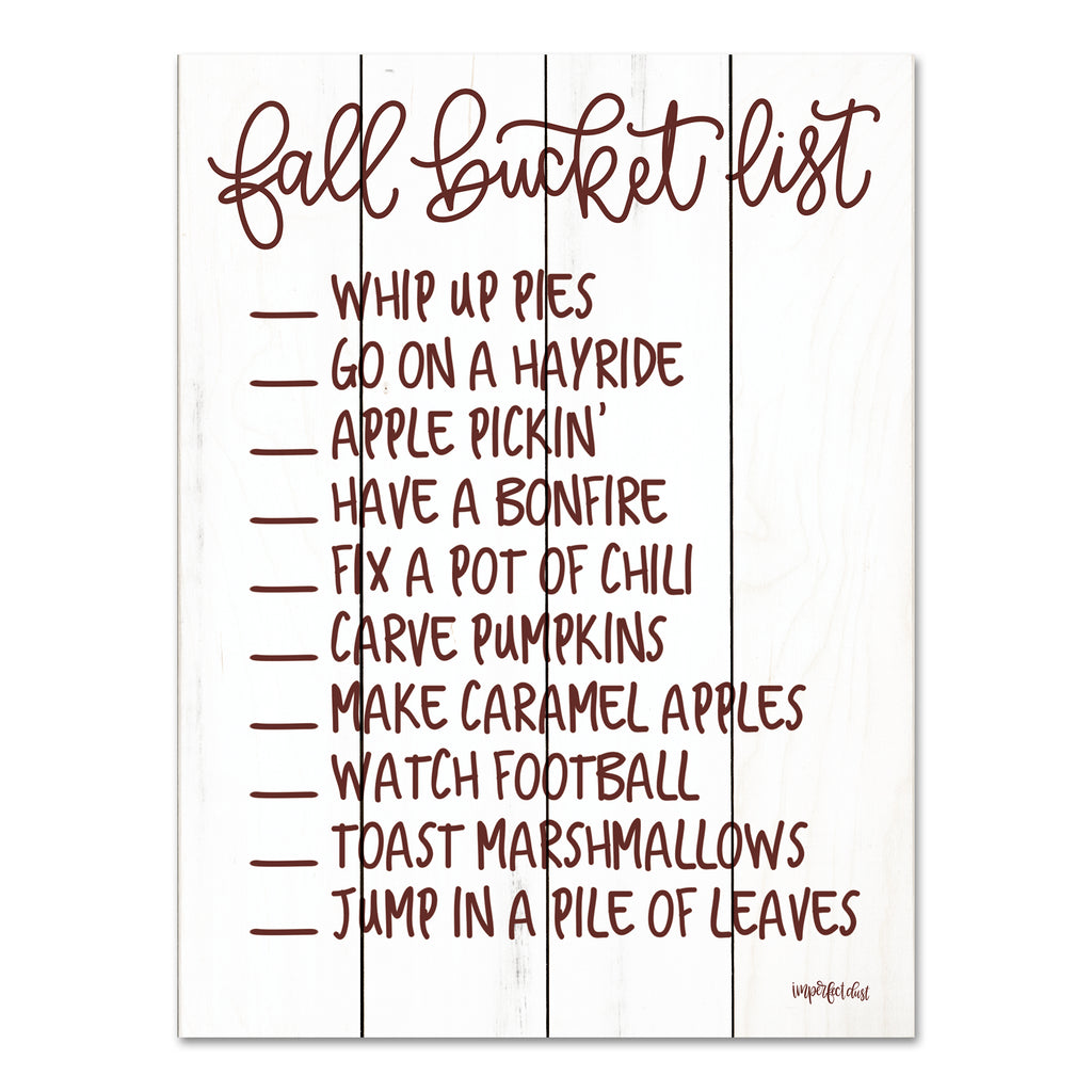 Imperfect Dust DUST389PAL - DUST389PAL - Fall Bucket List    - 12x16 Fall, Bucket List, Things to Do in the Fall, Fall Icons, Typography, Signs, Lists, Textual Art from Penny Lane