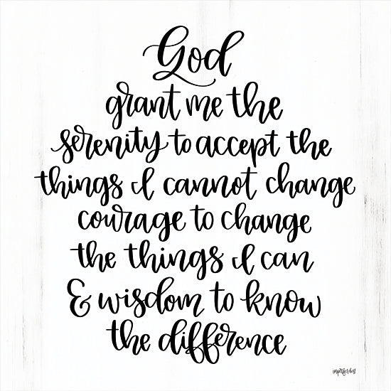 Imperfect Dust DUST576 - DUST576 - Serenity Prayer - 12x12 Serenity Prayer, Religious, Calligraphy, Black & White, Prayer from Penny Lane