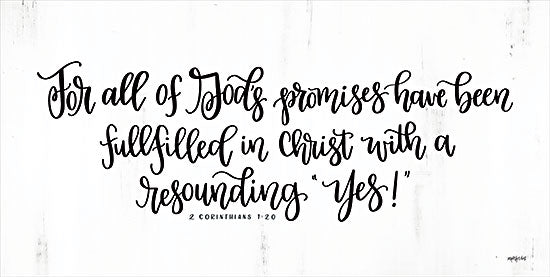 Imperfect Dust DUST862 - DUST862 - Resounding Yes - 18x9 For All of God's Promises, Bible Verse, Corinthians, Typography, Black & White, Signs from Penny Lane