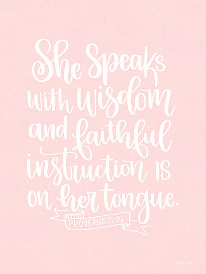 Imperfect Dust DUST888 - DUST888 - She Speaks with Wisdom - 12x16 She Speaks with Wisdom, Bible Verse, Proverbs, Pink & White, Religious, Typography, Signs from Penny Lane