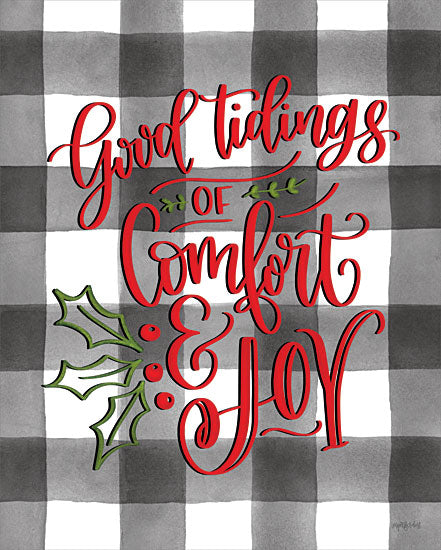 Imperfect Dust DUST995 - DUST995 - Good Tidings of Comfort & Joy - 12x16 Christmas, Holidays, Good Tidings of Comfort & Joy, Typography, Signs, Black & White, Plaid from Penny Lane