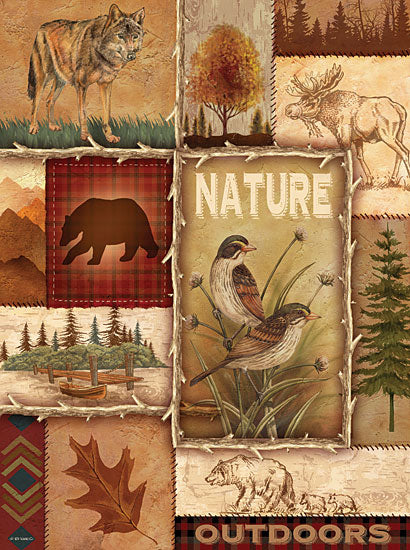 Ed Wargo ED274 - Lodge Collage II - Birds, Bear, Leaves, Nature, Lodge from Penny Lane Publishing