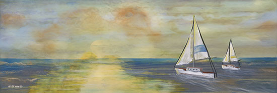 Ed Wargo ED434 - ED434 - Sailing - 18x6 Coastal, Sailing, Sailboats, Sunset, River, Landscape from Penny Lane