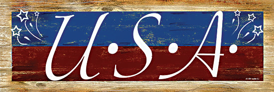 Ed Wargo ED467 - ED467 - USA - 18x6 U.S.A., Patriotic, Red, White & Blue, Stars, Americana, Typography, Signs from Penny Lane