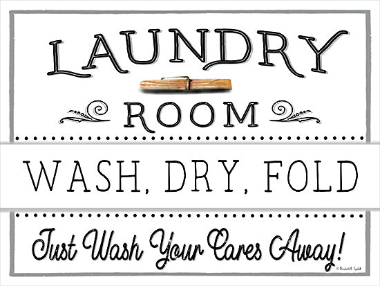 Elizabeth Tyndall ET127 - ET127 - Laundry Room - 16x12 Laundry, Laundry Room, Wash, Dry, Fold, Just Wah Your Cares Away!, Typography, Signs, Textual Art, Clothespin, Farmhouse/Country from Penny Lane
