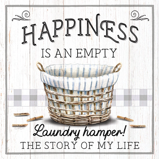 Elizabeth Tyndall ET132 - ET132 - Empty Laundry Hamper - 12x12 Laundry, Laundry Room, Whimsical, Happiness is an Empty Laundry Hamper!  The Story of My Life, Typography, Signs, Textual Art, Laundry Basket, Farmhouse/Country from Penny Lane