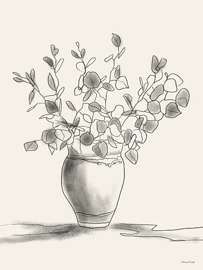 Elizabeth Tyndall ET138 - ET138 - Sketchy Bouquet III - 12x16 Greenery, Leaves, Botanical, Sketch, Drawing Print, Bouquet, Vase, Black & White from Penny Lane