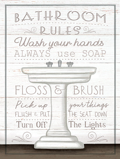 Elizabeth Tyndall ET144 - ET144 - Bathroom Rules - Sink - 12x16 Bath, Bathroom, Bathroom Rules, Rules, Typography, Signs, Textual Art, Sink, Wood Planks, Cottage/Country from Penny Lane