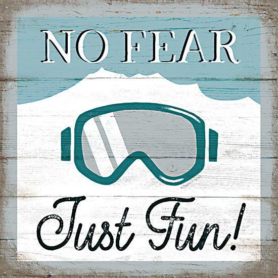 Elizabeth Tyndall ET151 - ET151 - No Fear Just Fun - 12x12 Winter, Winter Sports, No Fear Just Fun!, Typography, Signs, Textual Art, Goggles, Snow from Penny Lane