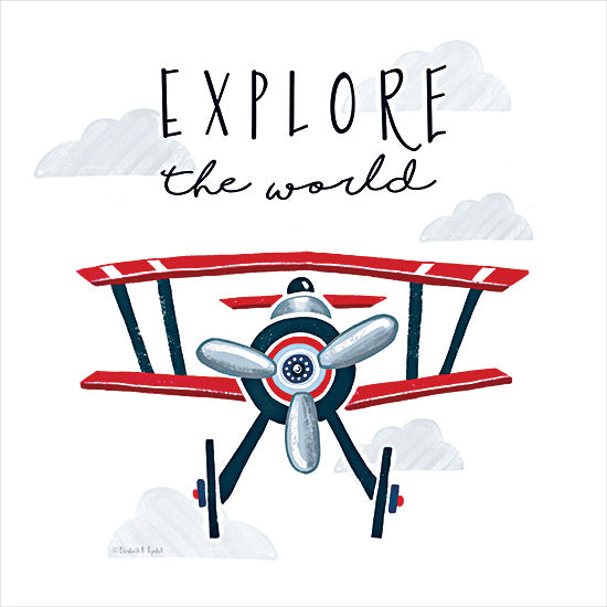 Elizabeth Tyndall ET199 - ET199 - Explore the World - 12x12 Children, Children's Room, Airplane, Explore the World, Typography, Signs, Textual Art, Boys from Penny Lane