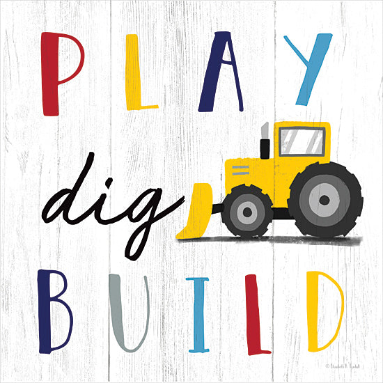 Elizabeth Tyndall ET202 - ET202 - Play, Dig, Build - 12x12 Children, Children's Room, Truck, Plow Truck, Play, Dig, Build, Typography, Signs, Textual Art, Boys from Penny Lane