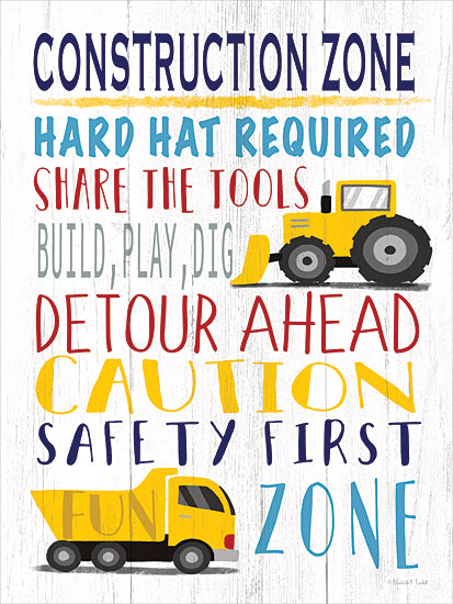 Elizabeth Tyndall ET203 - ET203 - Construction Zone Rules - 12x16 Children, Children's Room, Trucks, Construction Zone, Construction Zone Rules, Typography, Signs, Textual Art, Boys from Penny Lane