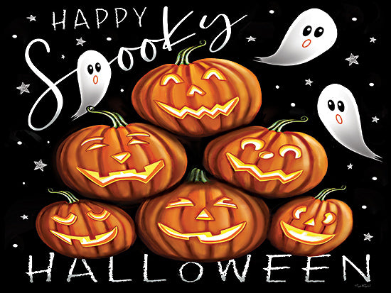 Elizabeth Tyndall ET208 - ET208 - Happy Spooky Halloween - 16x12 Halloween, Fall, It's Spooky Season, Typography, Signs, Textual Art, Jack O'Lanterns, Ghosts, Stars from Penny Lane