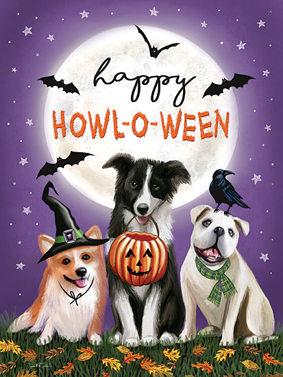 Elizabeth Tyndall ET209 - ET209 - Happy Howl-O-Ween Dogs - 12x16 Halloween, Fall, Dogs, Happy Howl-O-Ween, Bats, Moon, Stars, Trick or Treat from Penny Lane