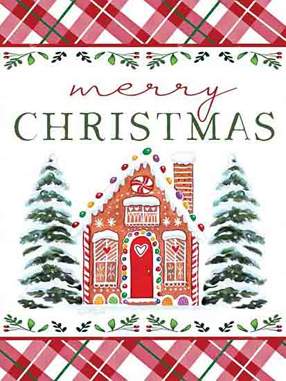 Elizabeth Tyndall ET278 - ET278 - Merry Christmas Gingerbread House - 12x16 Christmas, Holidays, Kitchen, Gingerbread House, Candy, Merry Christmas, Typography, Signs, Textual Art, Trees, Winter, Snow, Plaid from Penny Lane