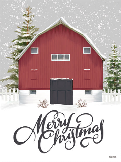 House Fenway FEN1026 - FEN1026 - Merry Christmas Barn - 12x16 Christmas, Holidays, Barn, Farm, Red Barn, Winter, Merry Christmas, Typography, Signs, Textual Art, Trees, Snow from Penny Lane
