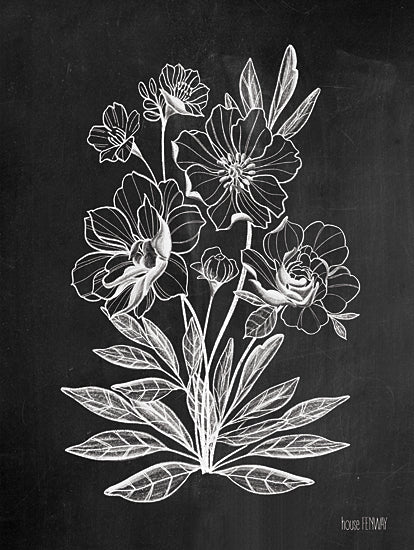 House Fenway FEN105 - FEN105 - Vintage Chalkboard Flowers - 12x16 Flowers, Chalk, Chalkboard, Vintage from Penny Lane