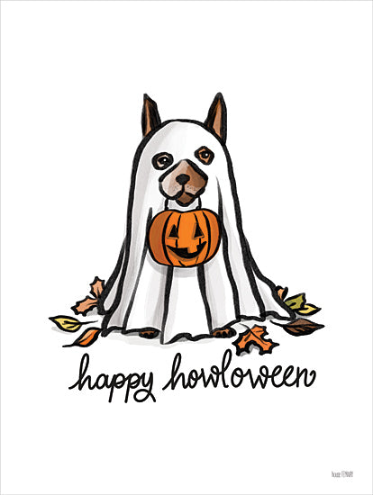 House Fenway FEN1098 - FEN1098 - Happy Howloween - 12x16 Halloween, Fall, Dog, Ghost, Sheet, Jack O'Lantern , Happy Howloween, Typography, Signs, Textual Art, Leaves from Penny Lane
