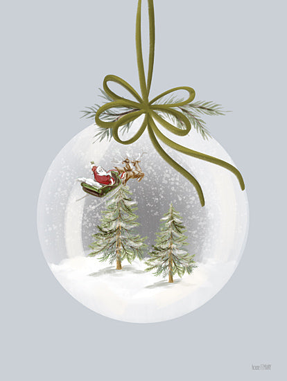 House Fenway FEN1118 - FEN1118 - Sleighride Snow Globe Ornament - 12x16 Christmas, Holidays, Ornament, Winter, Snow, Sleigh, Reindeer, Santa Claus, Trees, Snow, Snow Globe, Green Ribbon from Penny Lane