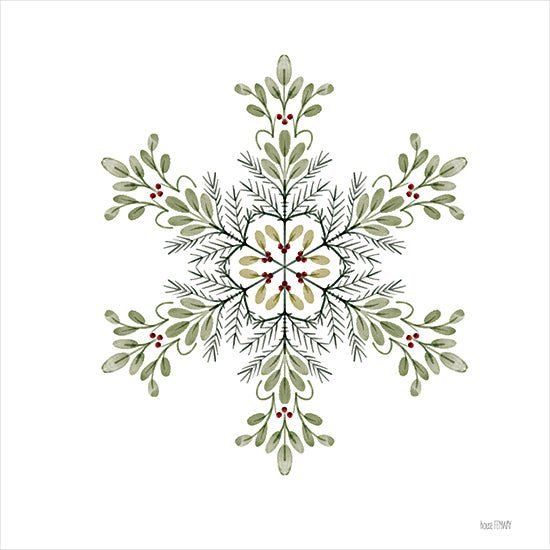 House Fenway FEN1123 - FEN1123 - Evergreen Snowflake III - 12x12 Christmas, Holidays, Evergreen Snowflake, Greenery, Eucalyptus, Pine Sprigs ,Berries, Winter, Nature from Penny Lane