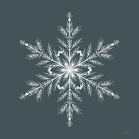 House Fenway FEN1125 - FEN1125 - Blue Christmas Snowflake I - 12x12 Christmas, Holidays, Evergreen Snowflake, Greenery, Blue Background, Blue & White, Winter from Penny Lane