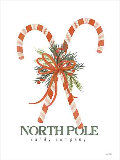 House Fenway FEN1140 - FEN1140 - North Pole Candy Canes - 12x16 Christmas, Holiday, Kitchen, Candy, North Pole Candy Company, Typography, Signs, Textual Art, Pine Sprigs, Red Bow, Winter from Penny Lane