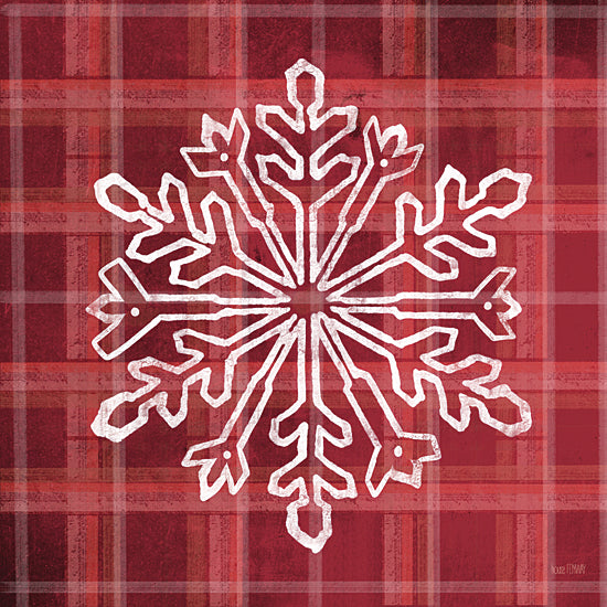 House Fenway FEN160 - FEN160 - Red Plaid Snowflakes - 12x12 Snowflake, Plaid, Red & White, Patterns, Winter from Penny Lane