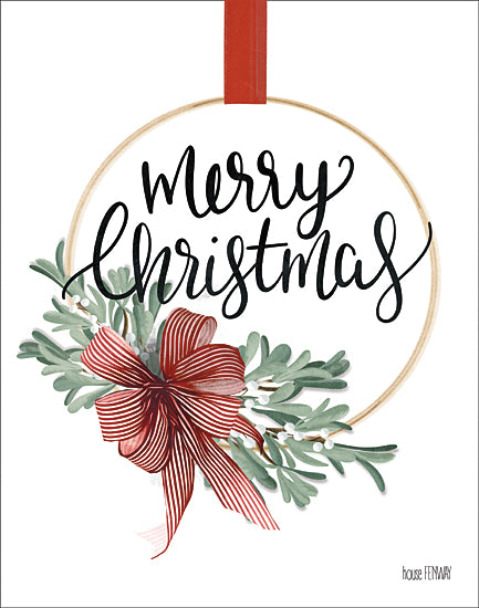 House Fenway FEN205 - FEN205 - Merry Christmas Mistletoe II - 12x16 Merry Christmas, Holidays, Mistletoe, Bow, Calligraphy, Signs from Penny Lane