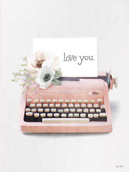 House Fenway FEN237 - FEN237 - Love Letter Typewriter - 12x16 Inspirational, Whimsical, Typewriter, Pink Typewriter, Flowers, Love You, Typography, Signs, Girls from Penny Lane