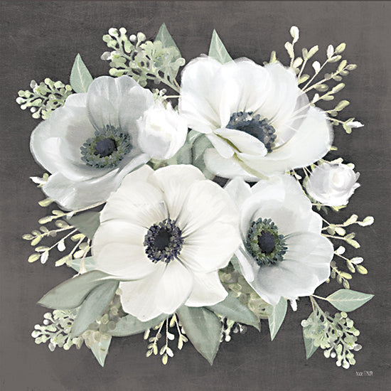 House Fenway FEN244 - FEN244 - Anemone Square I     - 12x12 Flowers, White Flowers, Anemone, Black & White from Penny Lane
