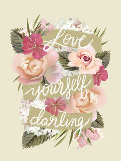 House Fenway FEN295 - FEN295 - Love Yourself Darling - 12x16 Love Yourself Darling, Motivational, Love, Flowers,  Banner, Botanical from Penny Lane