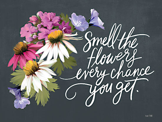 House Fenway FEN311 - FEN311 - Smell the Flowers   - 16x12 Smell the Flowers Every Chance You Get, Flowers, Motivational, Black Background, Typography, Signs from Penny Lane