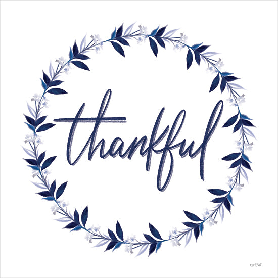 House Fenway FEN392 - FEN392 - Thankful Wreath - 12x12 Thankful Wreath, Thankful, Wreath, Blue & White, Signs from Penny Lane