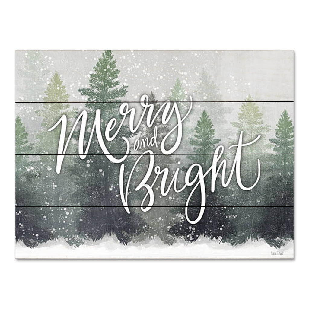 House Fenway FEN412PAL - FEN412PAL - Merry & Bright Snowfall - 16x12 Christmas, Holidays,  Winter, Trees, Pine Trees, Forest, Snow, Landscape, Typography, Signs, Merry & Bright from Penny Lane