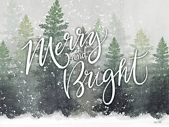 House Fenway FEN412 - FEN412 - Merry & Bright Snowfall - 16x12 Christmas, Holidays,  Winter, Trees, Pine Trees, Forest, Snow, Landscape, Typography, Signs, Merry & Bright from Penny Lane
