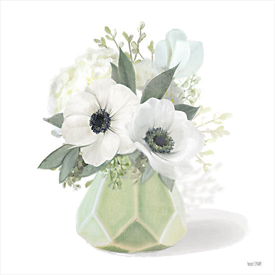 House Fenway FEN441 - FEN441 - Posies in Green - 12x12 Flowers, Posies, White Posies, Green Vase from Penny Lane